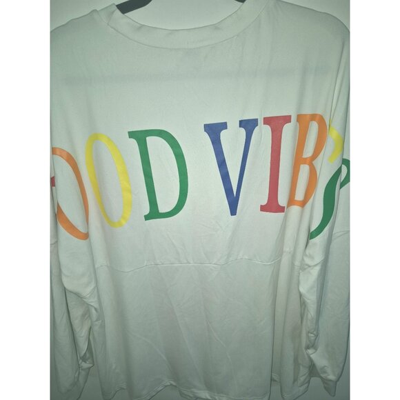 Shein Curve "Good Vibes" White Long Sleeve Shirt 1XL Rainbow - Picture 6 of 7